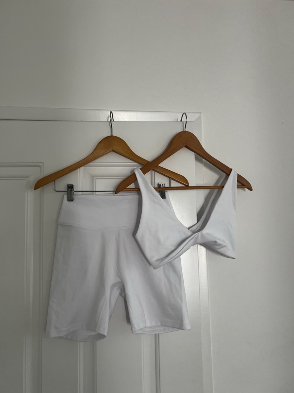 White Activewear Set - Sports Bra & Biker Shorts